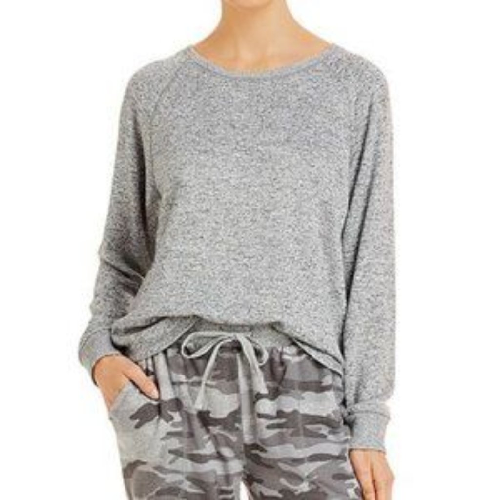 Splendid Hacci Loungewear Pullover Sweatshirt In Heather Grey